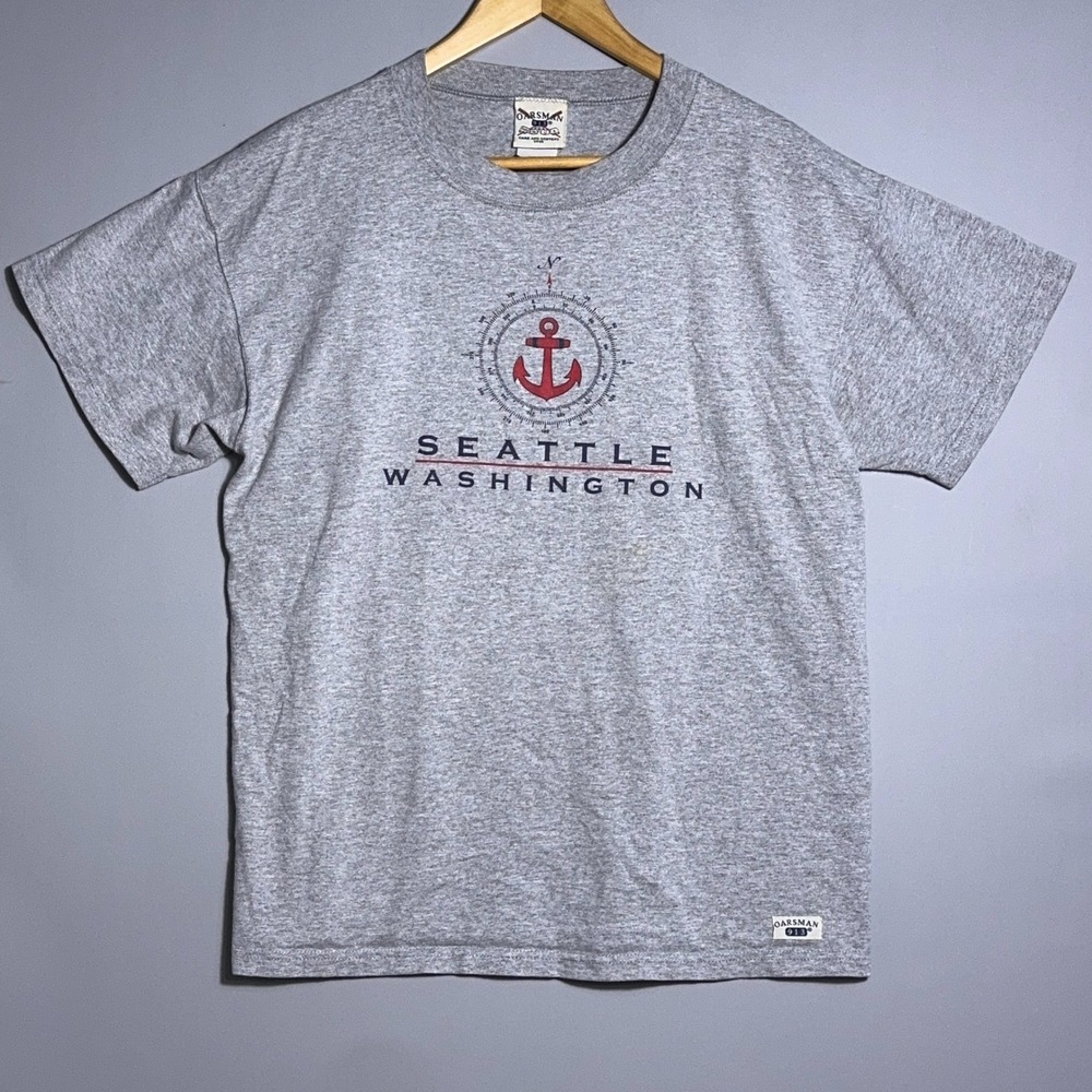 Oarsman 913 Vintage T Shirt Mens Size Medium Seattle Washington Gray Nautical